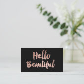 Hallo Beautiful elegante Rose Gold Typografie schw Visitenkarte (Stehend Vorderseite)
