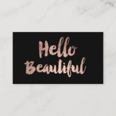 Hallo Beautiful elegante Rose Gold Typografie schw Visitenkarte (Vorderseite)