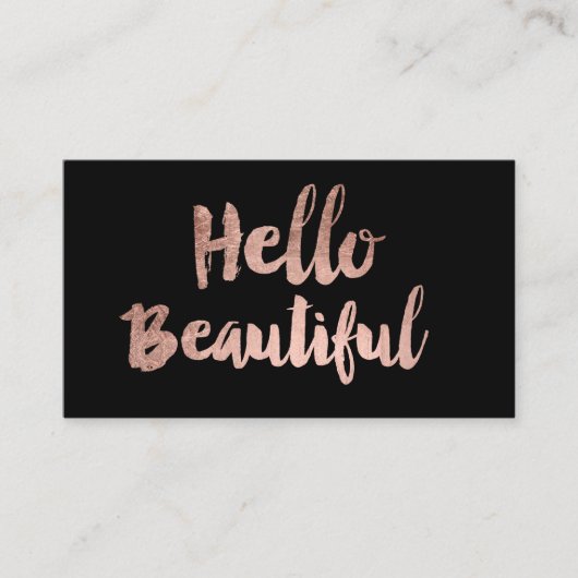 Hallo Beautiful elegante Rose Gold Typografie schw Visitenkarte (Vorderseite)