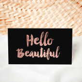 Hallo Beautiful elegante Rose Gold Typografie schw Visitenkarte