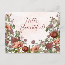 Hallo Beautiful Floral Botanic Watercolor Boho Postkarte