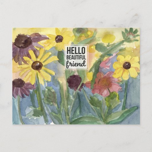 Hallo Beautiful Friend Blesser Blumengarten Postkarte (Vorderseite)