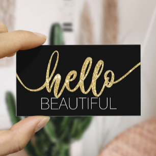 Hallo Beautiful Gold Typografy Beauty Salon Visitenkarte
