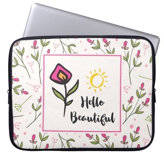 Hallo Beautiful Hübsch Pink Orange Wildlflower Laptopschutzhülle (Vorderseite)
