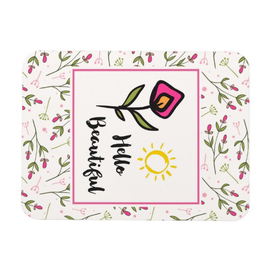 Hallo Beautiful Hübsch Pink Orange Wildlflower Magnet (Horizontal)