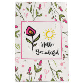 Hallo Beautiful Hübsch Pink Orange Wildlflower Mittlere Geschenktüte (Vorderseite)