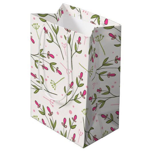 Hallo Beautiful Hübsch Pink Orange Wildlflower Mittlere Geschenktüte (Rückseite Schrägansicht)