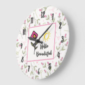 Hallo Beautiful Hübsch Wildlblumen und Sun Große Wanduhr (Winkel)