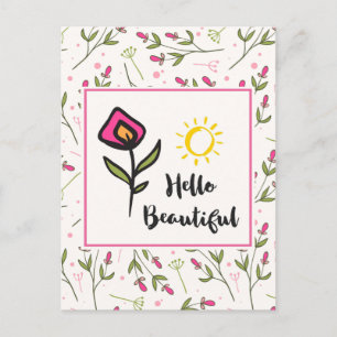 Hallo Beautiful Hübsch Wildlblumen und Sun Postkarte