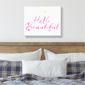Hallo Beautiful mit Gold Heart Leinwanddruck (Insitu (Schlafzimmer))