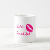 Hallo Beautiful mit Pink Lipstick Kaffeetasse (Mittel)