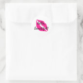 Hallo Beautiful mit Pink Lipstick Runder Aufkleber (Tasche)