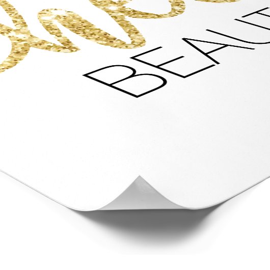 Hallo Beautiful Modern Lashes Gold Script Salon Poster (Ecke)