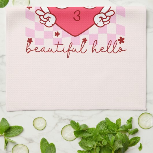 Hallo Beautiful | Niedlich und herzlich Geschirrtuch (Gefaltet)