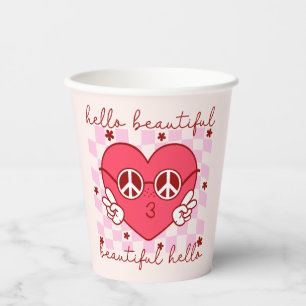 Hallo Beautiful Niedlich und herzlich Pappbecher