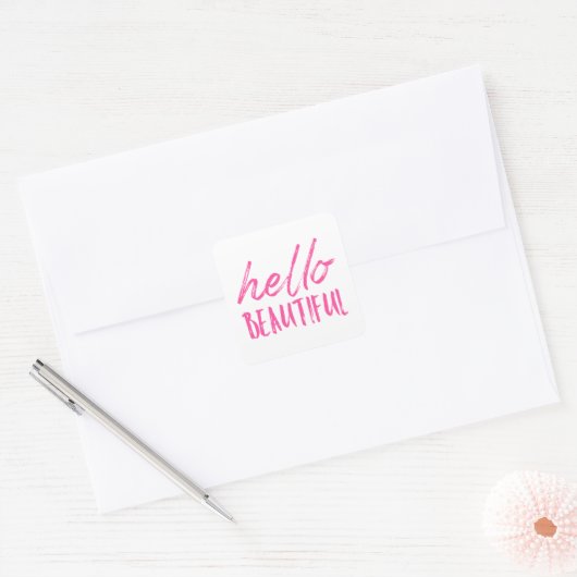 Hallo Beautiful Quadratischer Aufkleber (Umschlag)