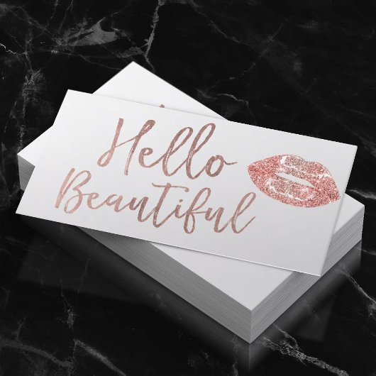 Hallo Beautiful Rose Gold Typografie Makeup Artist Visitenkarte