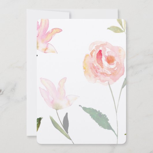 Hallo Beautiful Watercolor Floral Brautparty Einladung (Rückseite)