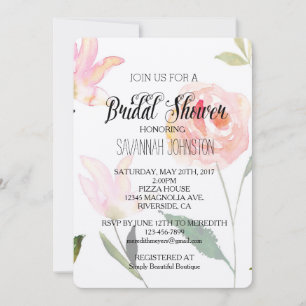Hallo Beautiful Watercolor Floral Brautparty Einladung