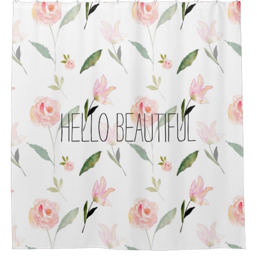 Hallo Beautiful Watercolor Floral Duschvorhang (Vorderseite)