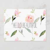 Hallo Beautiful Watercolor Floral Postkarte (Vorderseite)