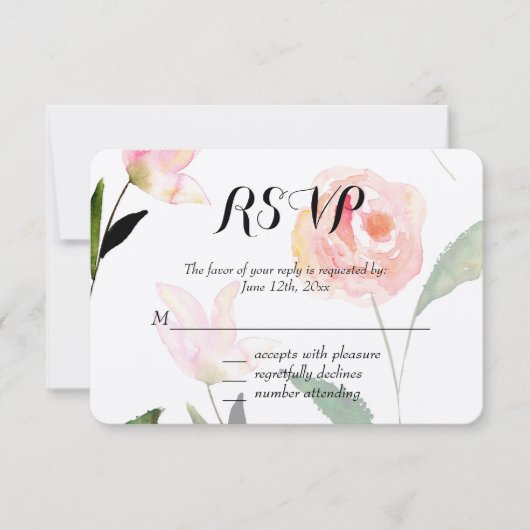 Hallo Beautiful Watercolor Floral UAWG RSVP Karte (Vorderseite)