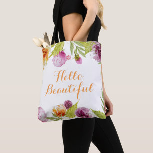 Hallo Beautiful Watercolor Garden Blume Tasche