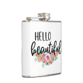 Hallo Beautiful Watercolor Rose Typografie Moderne Flachmann (Rechts)