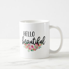 Hallo Beautiful Watercolor Rose Typografie Moderne Kaffeetasse