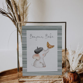 Hallo, Bebe Paris French Baby Shower Sign Poster