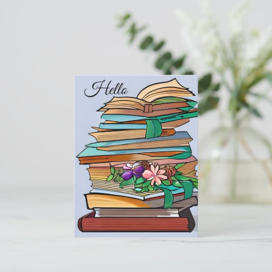 Hallo, Behalt in der Touch | Buchstapel Postkarte (Stehend Vorderseite)