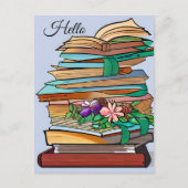 Hallo, Behalt in der Touch | Buchstapel Postkarte (Vorderseite)