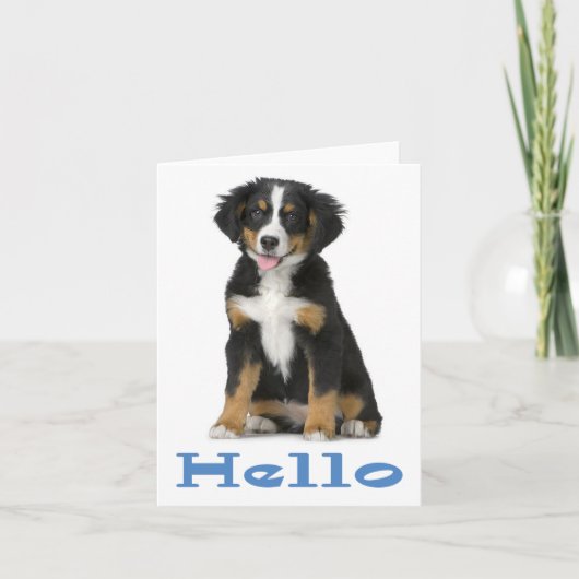 Hallo Bernese Mountain Hund Welpe Hund Note Card Karte (Vorderseite)