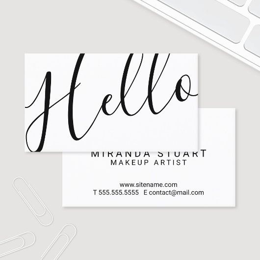Hallo | Beruflich Modernes Schwarz und Weiß Visitenkarte