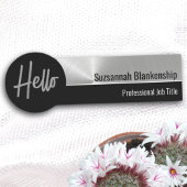 Hallo Berufliche Imitate Silver Metallic Namensschild