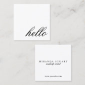 Hallo | berufliches modernes elegantes Black&White Quadratische Visitenkarte (Vorne/Hinten)