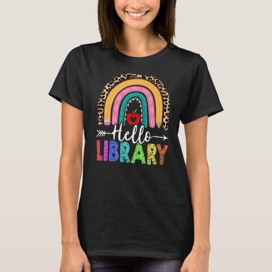 Hallo Bibliothekslehrer Rainbow Leopard zurück nac T-Shirt (Vorderseite)