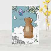 Hallo Bird sagte Mr. Bear - Grußkarte Karte (Gelbe Blume)