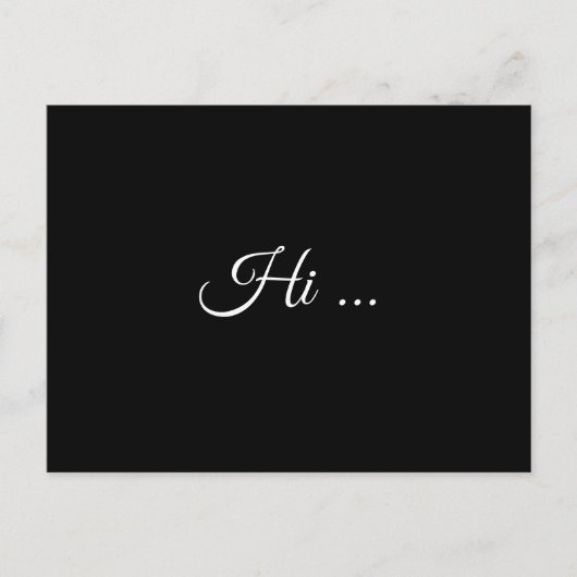 Hallo Black Chalk Modern Script Design Postkarte (Vorderseite)
