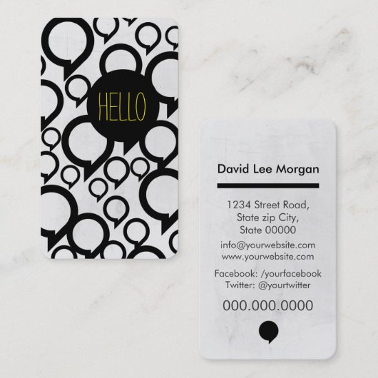 Hallo / Blase Chat Visitenkarte (Vorne/Hinten)