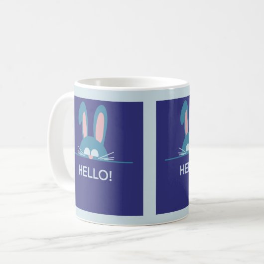 Hallo blauer Osterhase Kaffeetasse (Vorderseite Links)