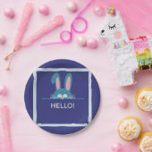 Hallo blauer Osterhase Pappteller (Party)