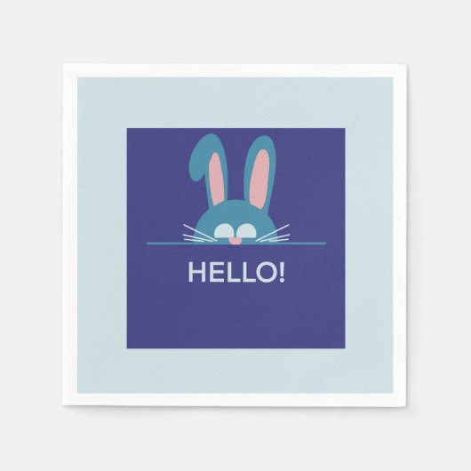 Hallo blauer Osterhase Serviette (Vorderseite)