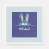 Hallo blauer Osterhase Serviette (Vorderseite)