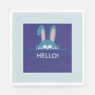 Hallo blauer Osterhase Serviette