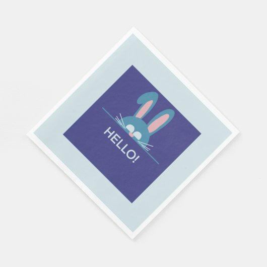 Hallo blauer Osterhase Serviette (Ecke)