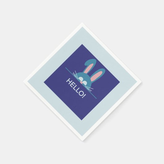 Hallo blauer Osterhase Serviette (Ecke)