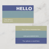 Hallo Blue Khaki Farbpalette Minimal Klasse Visitenkarte (Vorne/Hinten)