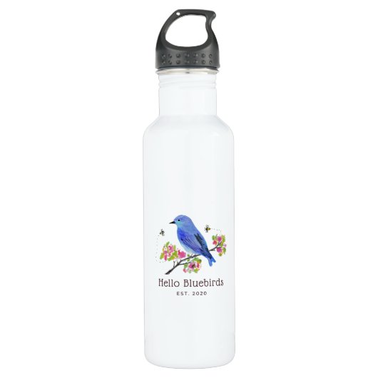 Hallo Bluebirts Wasserflasche - weiß Edelstahlflasche (Vorderseite)