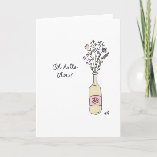 Hallo - Blume in einer Flasche Vase Card Dankeskarte (Vorderseite)